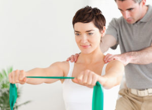 Woman undergoing physical therapy
